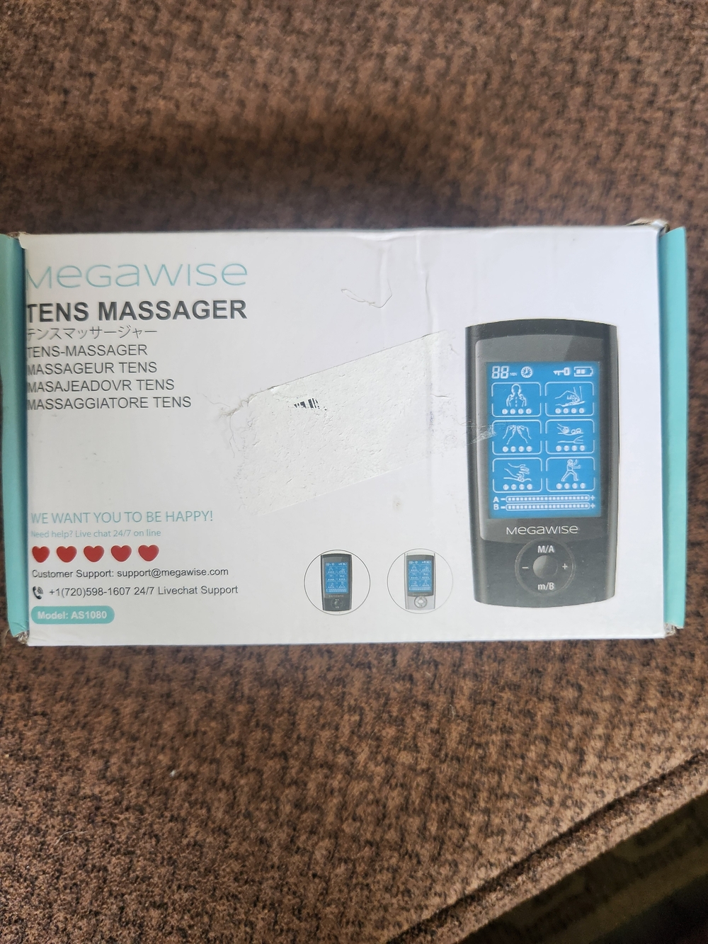 MegaWise Tens Muscle Massager Stimulator Rechargable Electronic Pulse AS1080 new